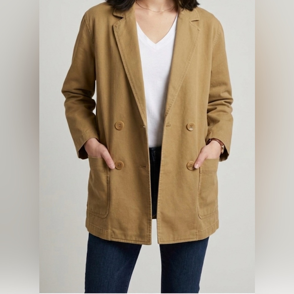 Madewell Jacket Blazer Double-Breasted Tan chino khaki NWT SMALL